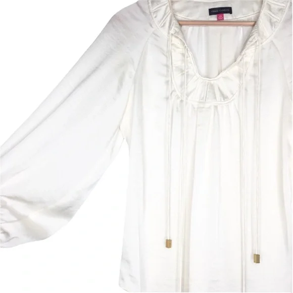 Vince Camuto Long Sleeve Tie V-Neck Blouse - Picture 4 of 7